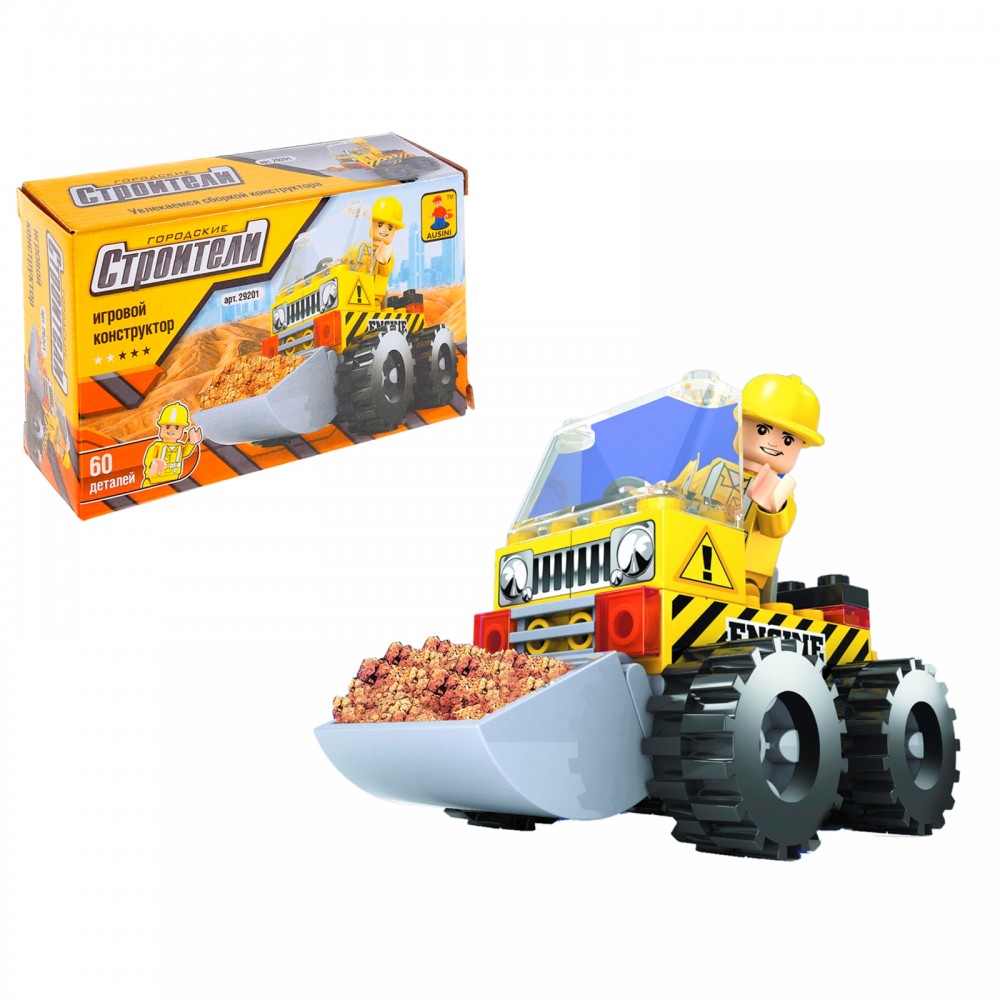 Конструктор «Погрузчик», 60 деталей | Городские строители | Ausini