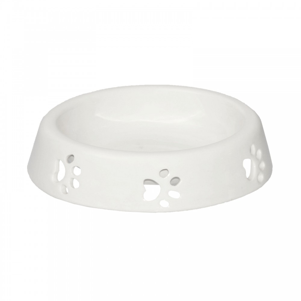 Миска (объем 0,2 л), белая с лапками