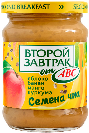 Десерт фруктовый без сахара «Яблоко, банан, манго с семенами чиа и куркумой»