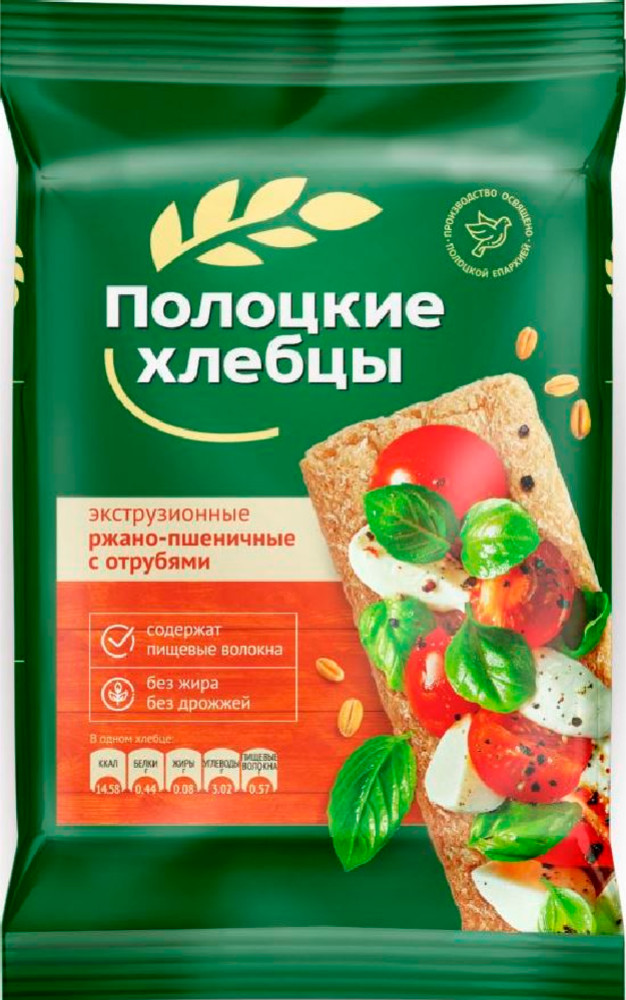 Хлебцы экструзионные ржано-пшеничные с отрубями «Полоцкие» | Полоцкий хлебозавод