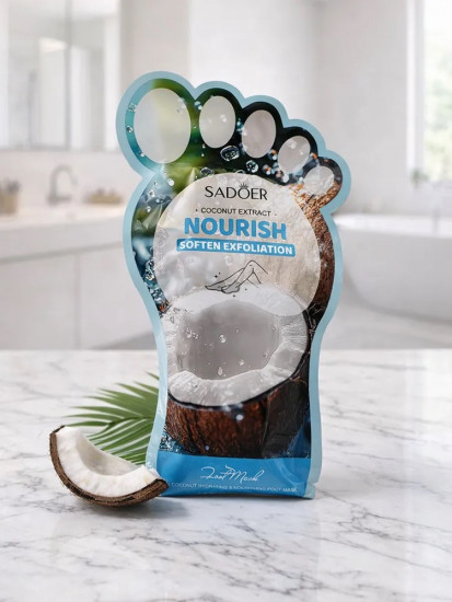 Питательная маска пилинг носочки «Coconut Extract Nourish Soften Exfoliation Foot Mask»
