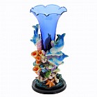 Ваза керамика с стеклом «Фантазия», дельфины в ассортименте