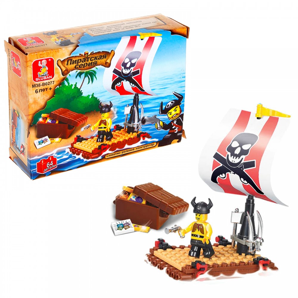 Конструктор «Плот», 64 детали | Пираты | SLUBAN