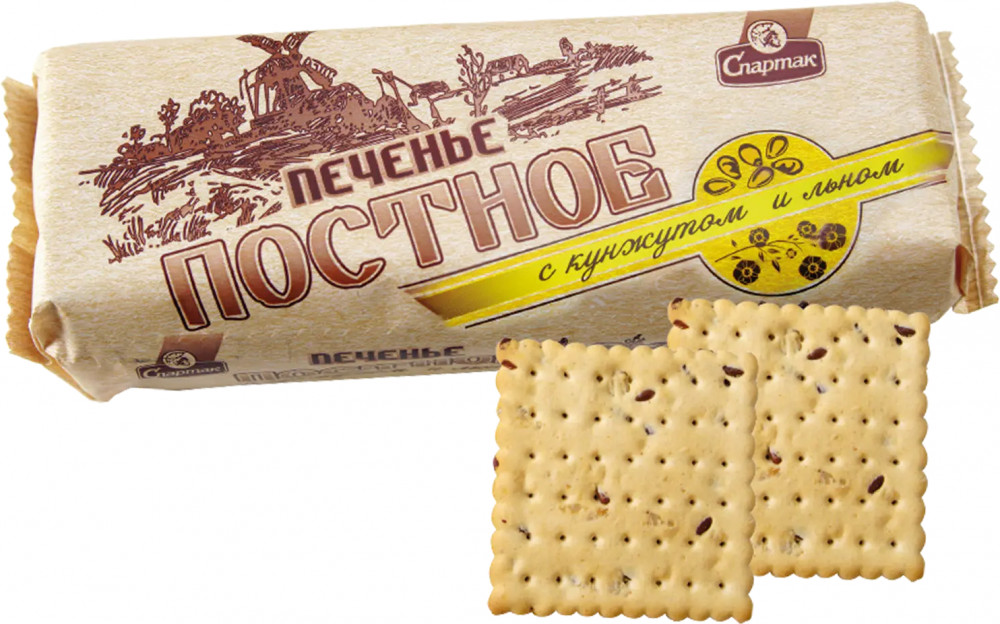 Печенье затяжное с кунжутом и льном «Постное» | Спартак