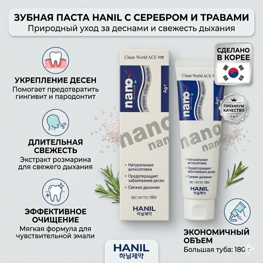 Зубная паста с серебром и протеином | Hanil