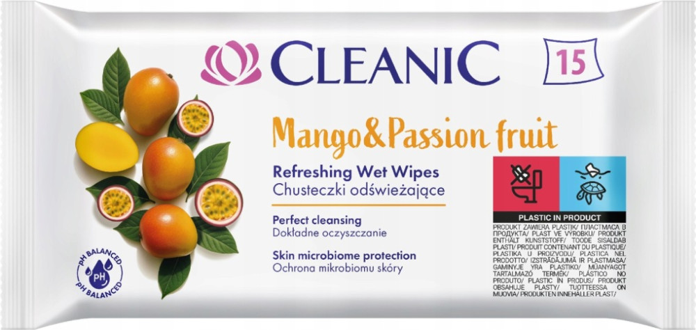 Салфетки влажные освежающие «Манго и маракуйя. Mango & Passion Fruit» | Cleanic