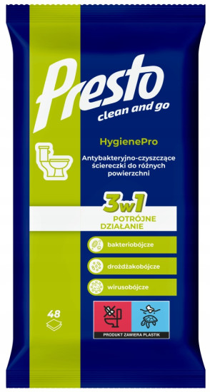 Салфетки для для чистки и дезинфекции туалета антибактериальные 3 в 1 «HygienePro»