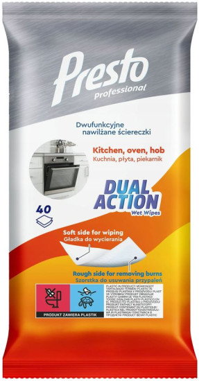 Салфетки влажные хозяйственные для очистки духовок, плит и каминов «Dual Action»
