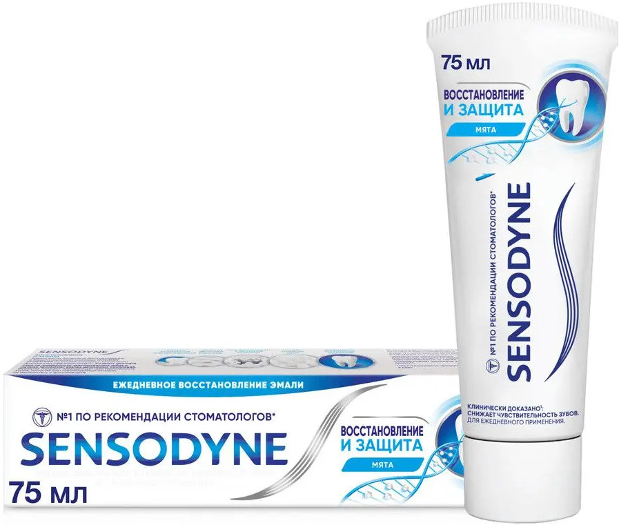 Зубная паста с мятой «Восстановление и защита» | Sensodyne