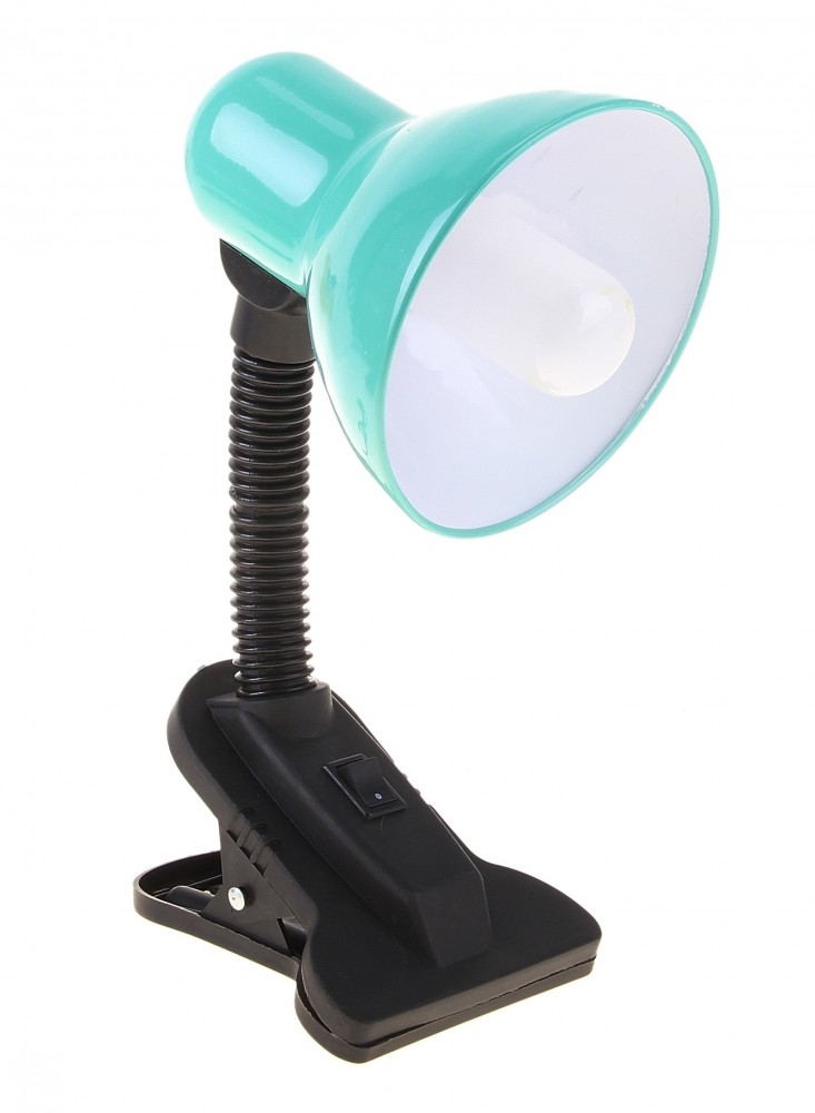 Настольная лампа на прищепке с кнопкой, зеленая