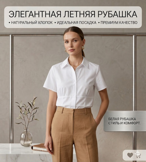 Блузка белая женская с коротким рукавом