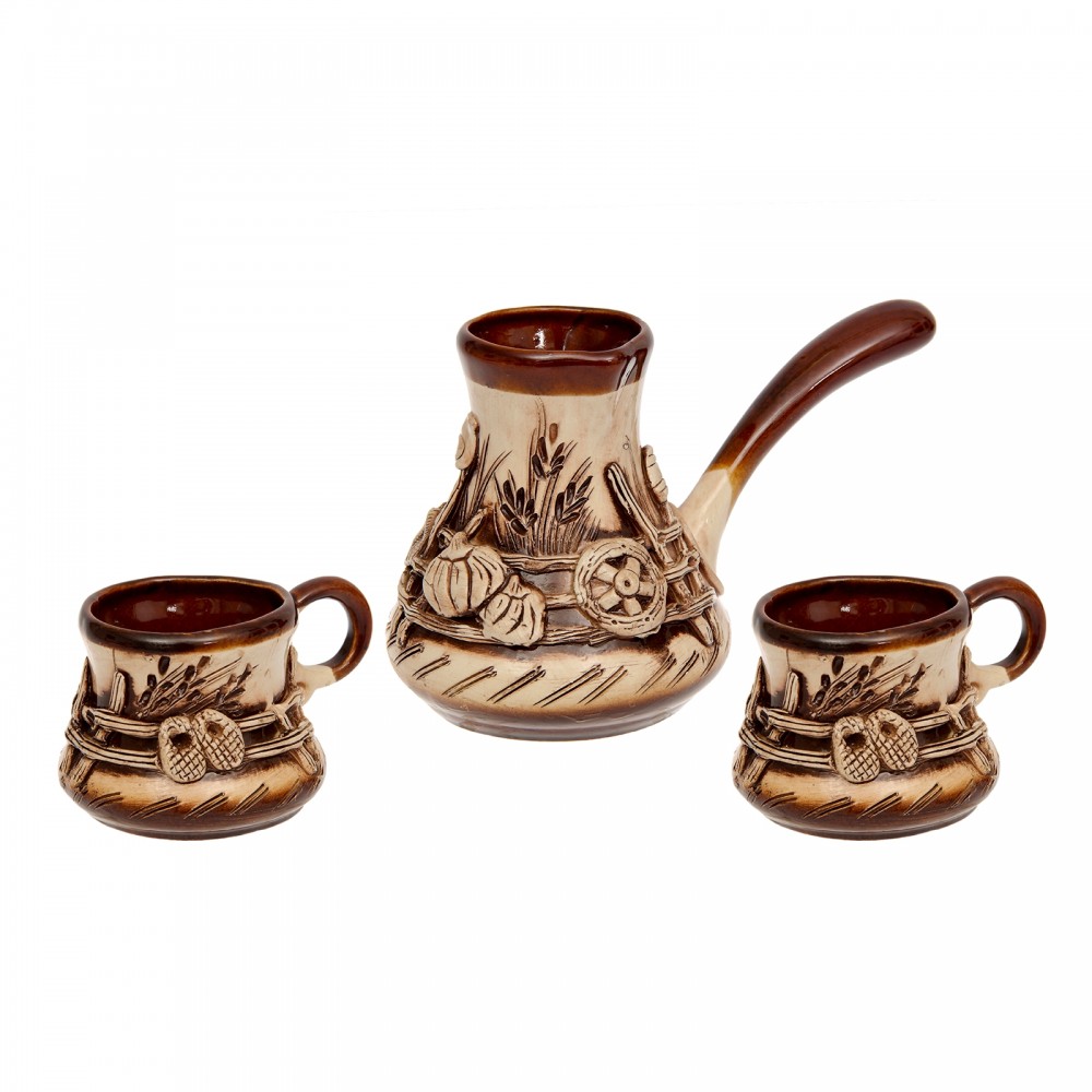 Кофейный набор Турка большая украинская лепка, 3 предмета