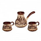Кофейный набор Турка большая украинская лепка, 3 предмета