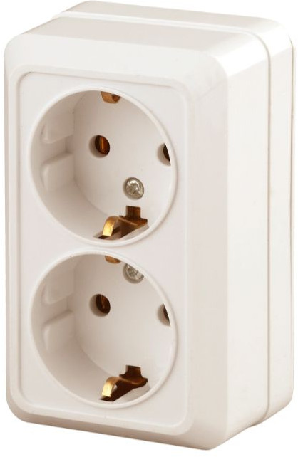 Розетка накладная двойная с заземлением 2х2P+E Schuko 16А-250В IP20 | Quadro | Intro