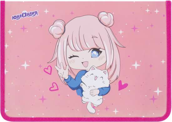 Папка для труда на молнии А4, 1 отделение, откидная планка, органайзер, «Anime pals», 272222