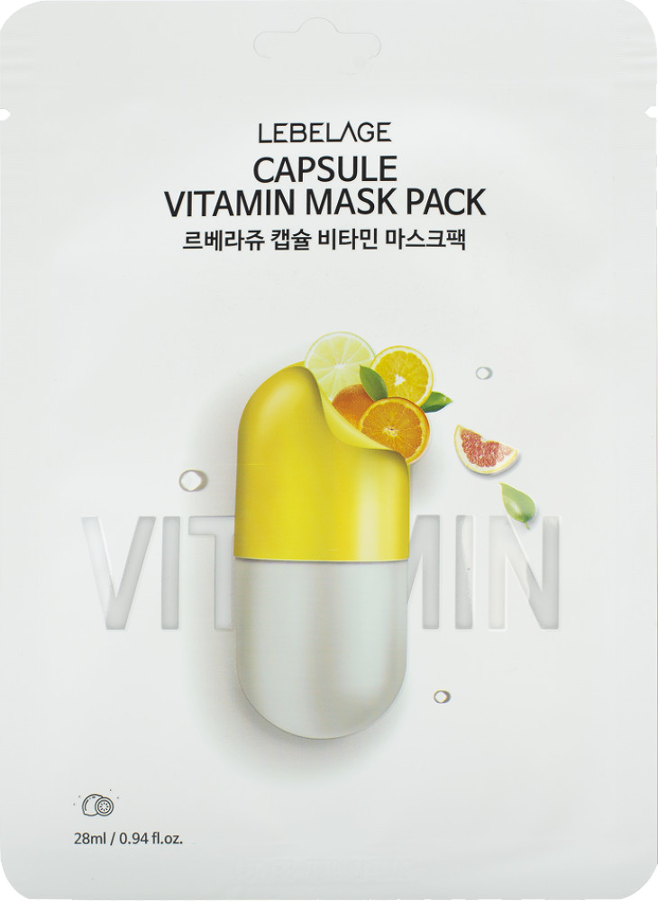 Маска для лица тканевая с ниацинамидом и экстрактом облепихи «Vitamin Mask Pack» | Dr. Capsule | Lebelage