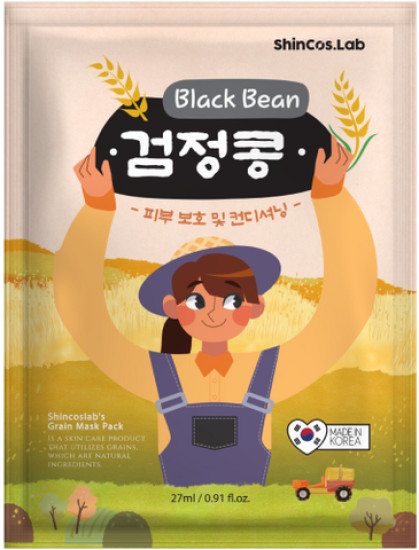 Маска для лица тканевая антивозрастная с экстрактом черной сои «Black Bean Mask Pack» | ShinCos.Lab
