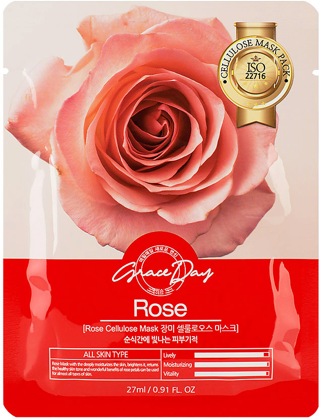 Маска для лица тканевая с экстрактом розы «Rose Cellulose Mask» | Grace Day