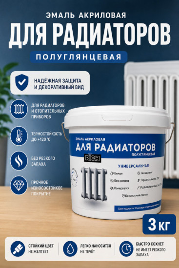 Эмаль для радиаторов полуглянцевая, белая