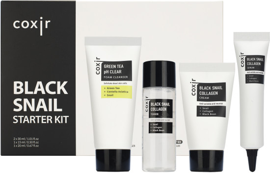 Набор миниатюр для кожи лица с муцином черной улитки и коллагеном «Black Snail Starter Kit»