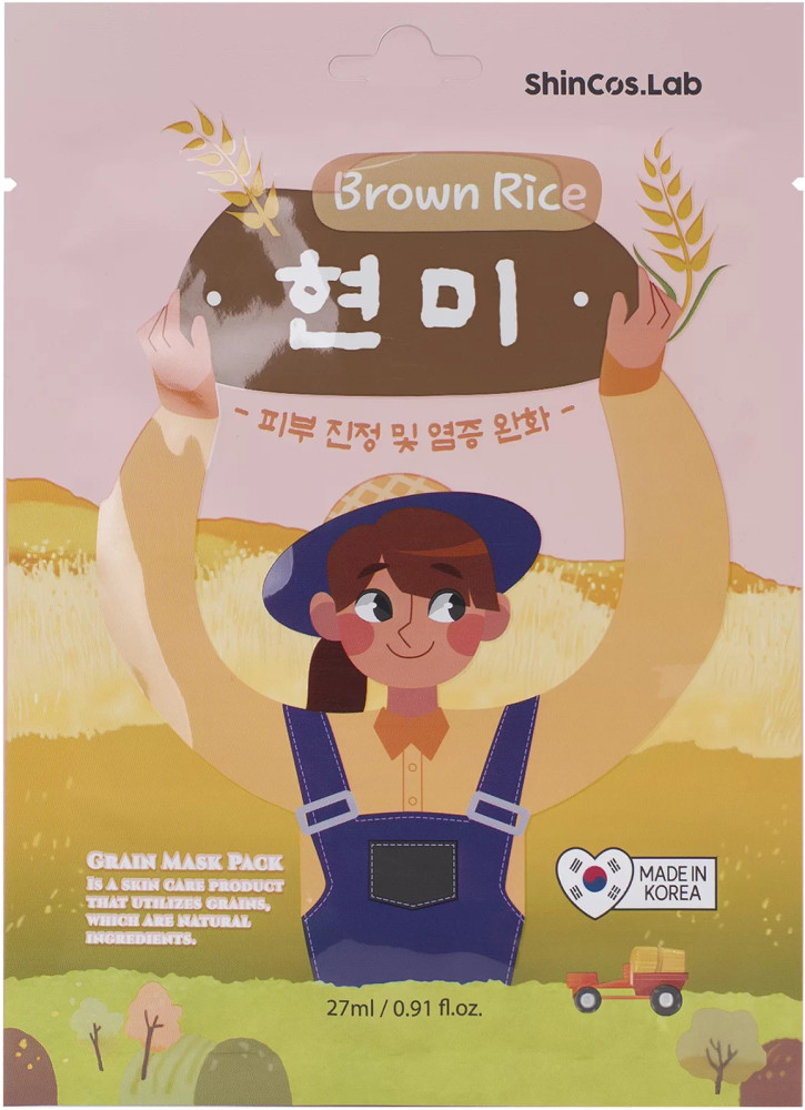 Маска для лица тканевая успокаивающая с экстрактом коричневого риса «Brown Rice Mask Pack» | ShinCos.Lab