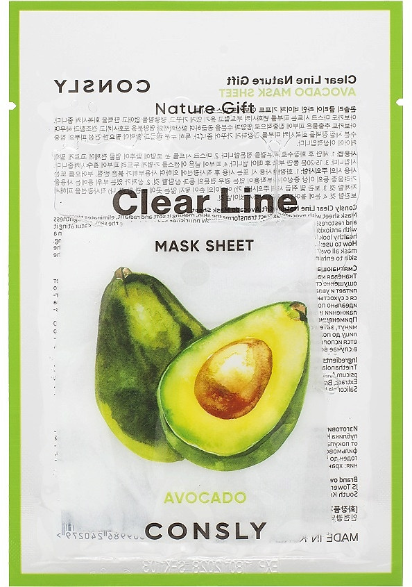Маска для лица тканевая смягчающая с экстрактом авокадо «Nature Gift Avocado Mask Sheet» | Clear Line | Consly