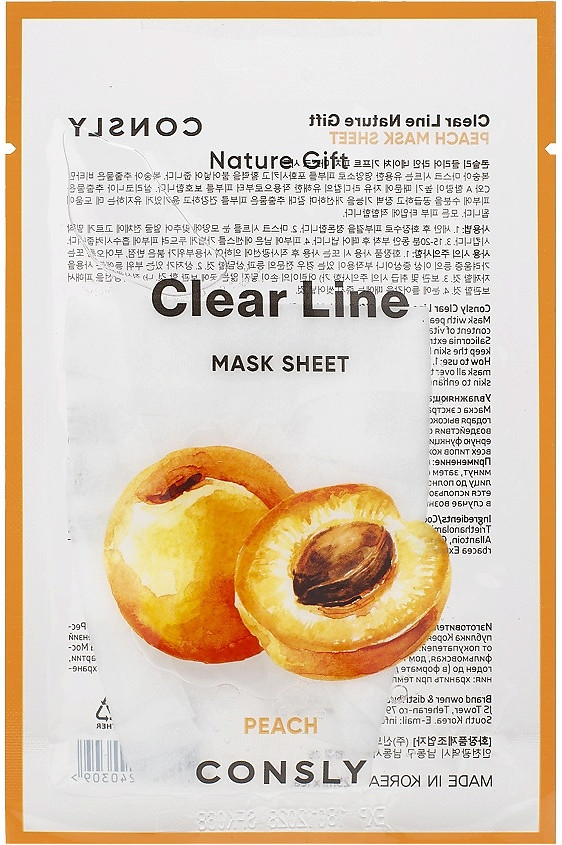 Маска для лица тканевая увлажняющая с экстрактом персика «Nature Gift Peach Mask Sheet» | Clear Line | Consly