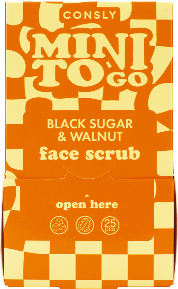 Скраб для лица с черным сахаром и грецким орехом «Black Sugar & Walnut Face Scrub» | Mini to go | Consly