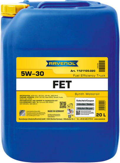 Моторное масло RAVENOL FET 5W-30