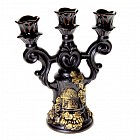 Подсвечник «Деревня» лепка черная, золото