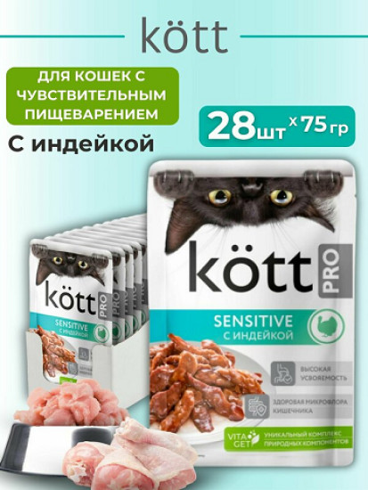 Набор влажного корма для кошек с чувствительным пищеварением «Индейка в желе»