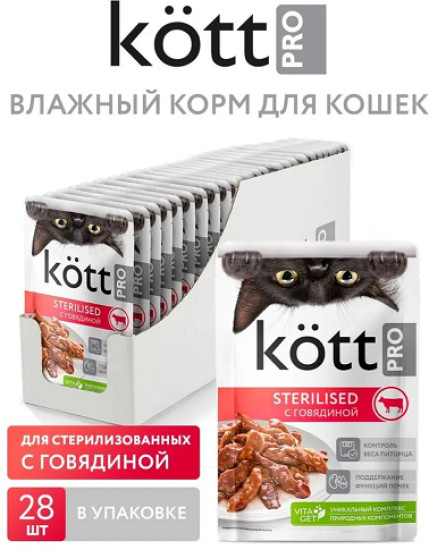 Набор влажного корма для стерилизованных кошек «Говядина в желе»
