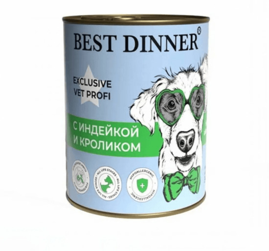 Консервы для собак с индейкой и кроликом