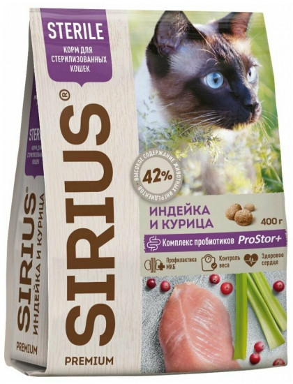 Корм для стерилизованных кошек и котов «Индейка и курица»