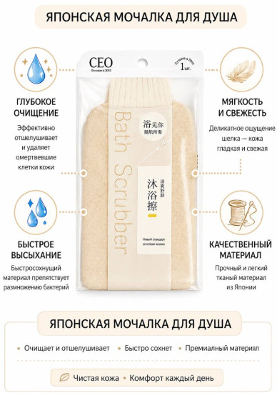 Мочалка пилинг варежка
