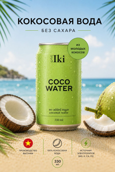 Кокосовая вода без сахара