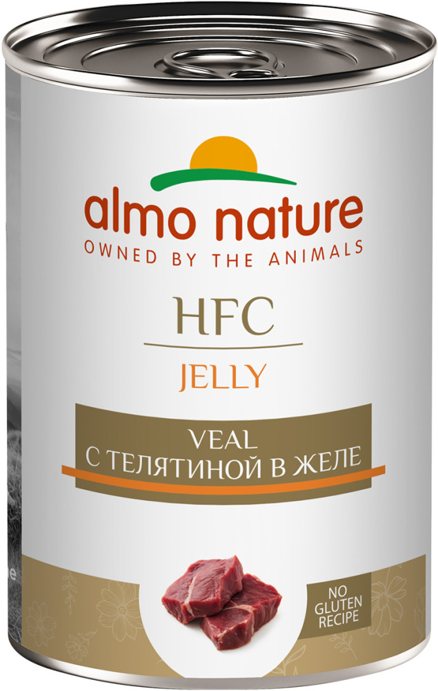 Корм консервированный полнорационный для собак с телятиной в желе «Veal» | HFC Jelly | Almo Nature