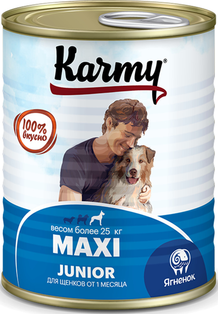 Консервированный корм для щенков крупных пород с ягненком «Maxi Junior» | Karmy