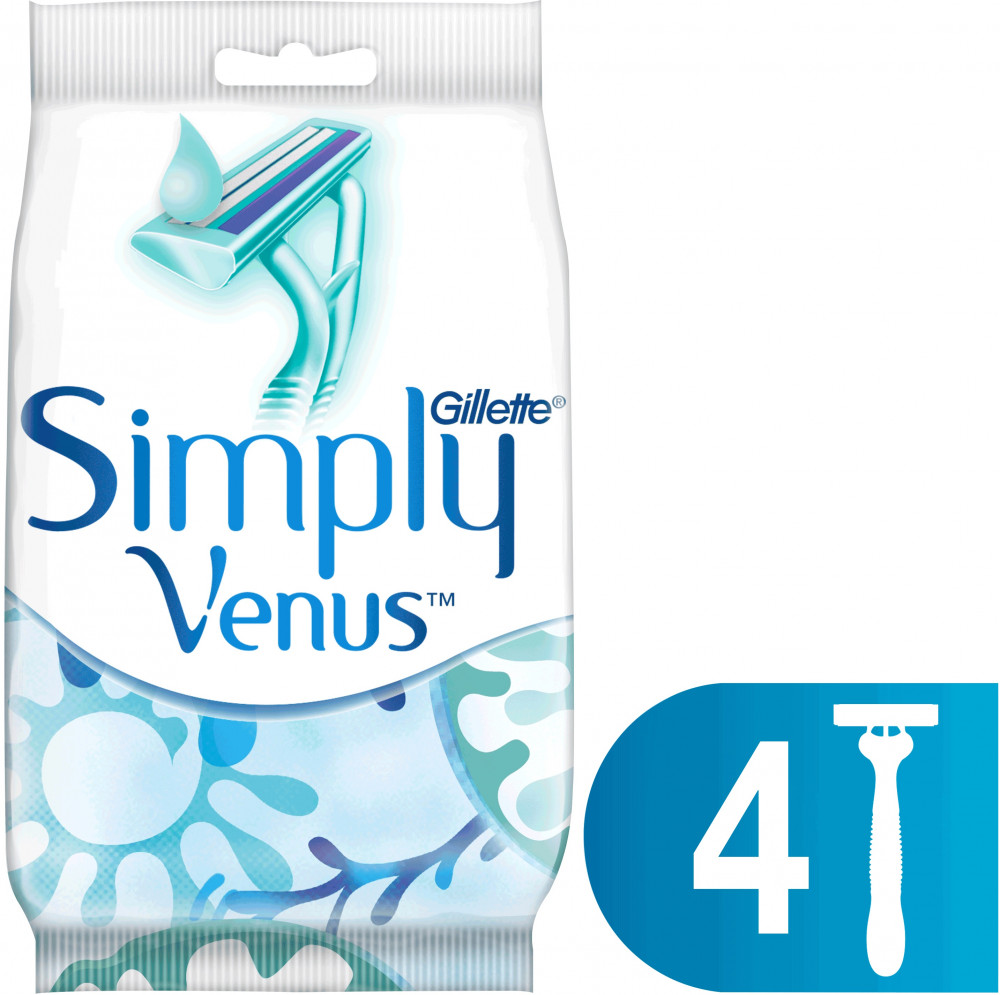 Бритвы одноразовые Simply Venus 2, 4 шт | Simply 2 | Gillette