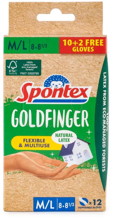 Перчатки одноразовые GOLDFINGER M/L 10+2шт | Spontex