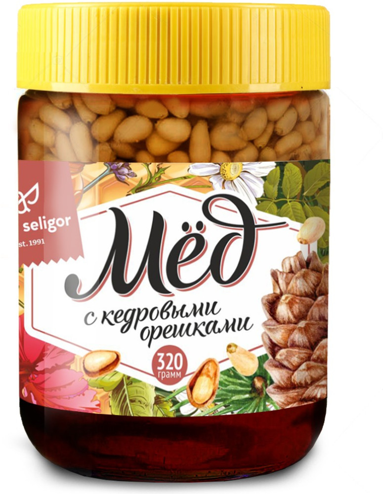 Мед цветочный с кедровыми орешками | Алтай Селигор