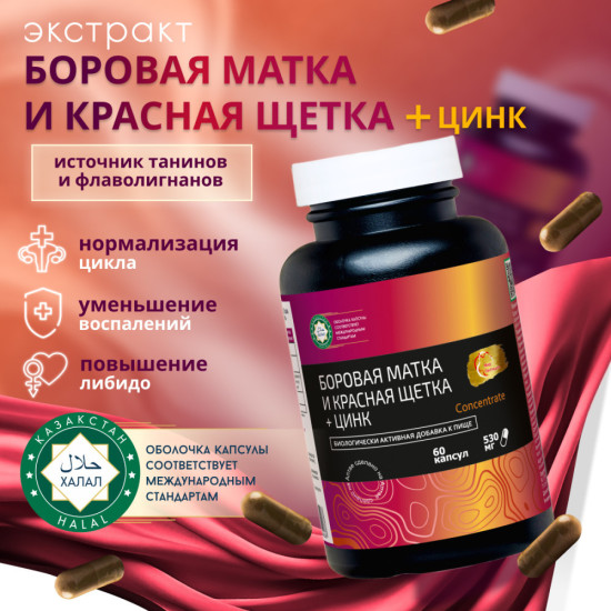 Концентрат Боровая Матка и Красная Щетка + Цинк+витамин С+ Инулин для женского здоровья.