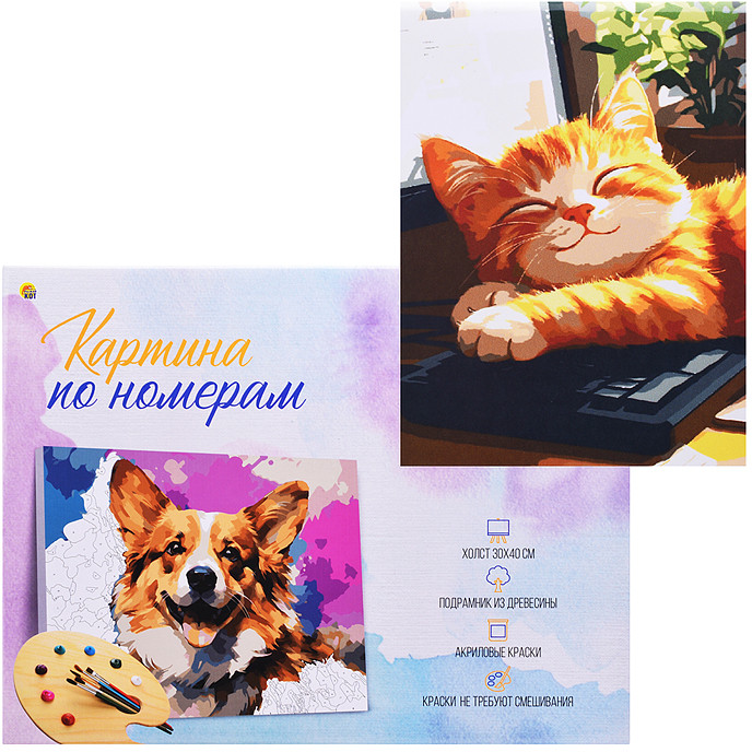 Картина по номерам «Спящий милый котик» | Рыжий Кот'