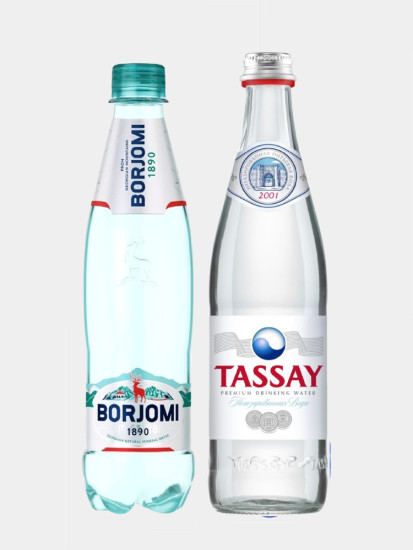 вода газированная, 0,5 л + вода Tassay негазированная, 0,5 л