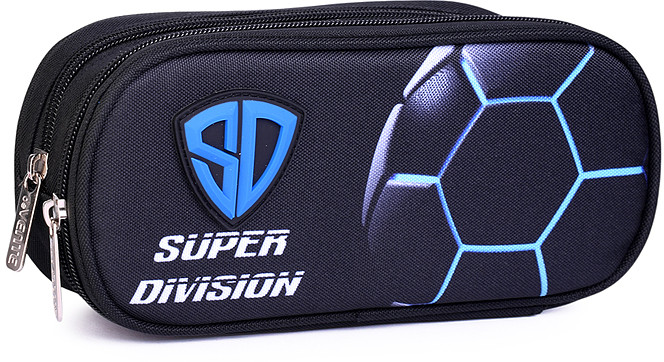 Пенал "Super Division" овальный для 60 предметов 2 отделения на молнии одно с внутренним органайзером плотный износостойкий полиэстер с водоотталкивающей пропиткой | deVENTE