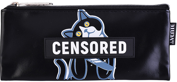 Пенал "Censored" плоский для 35 предметов на молнии матовая антивандальная искусственная кожа до -40C аппликация из искусственной кожи с подкладом | deVENTE