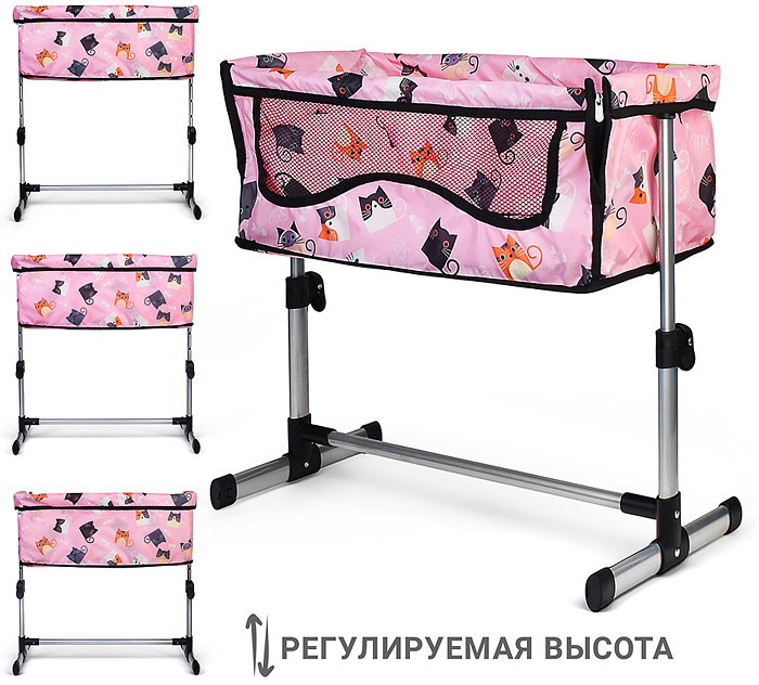 Мебель для кукол Кроватка кукольная металлическая принт коты | Melobo