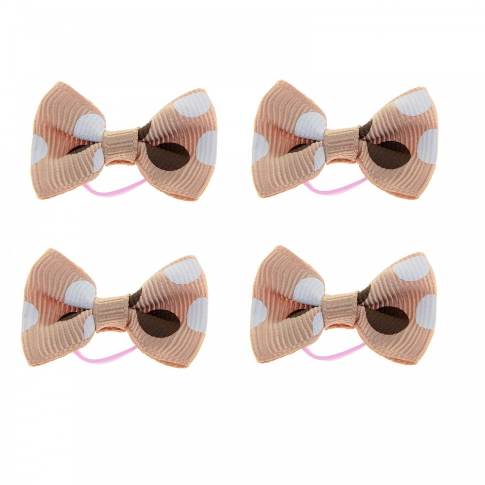 Бантик кофейный с кругами на латексной резинке, 4,5 х 2,5 см, набор 4 шт