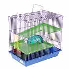 Клетка для грызунов 3-этажная с пластиковыми полками и лесенками + домик и колесо, 36 х 24 х 38 см