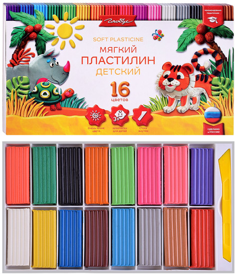 Пластилин детский повышенной мягкости 16 цв
